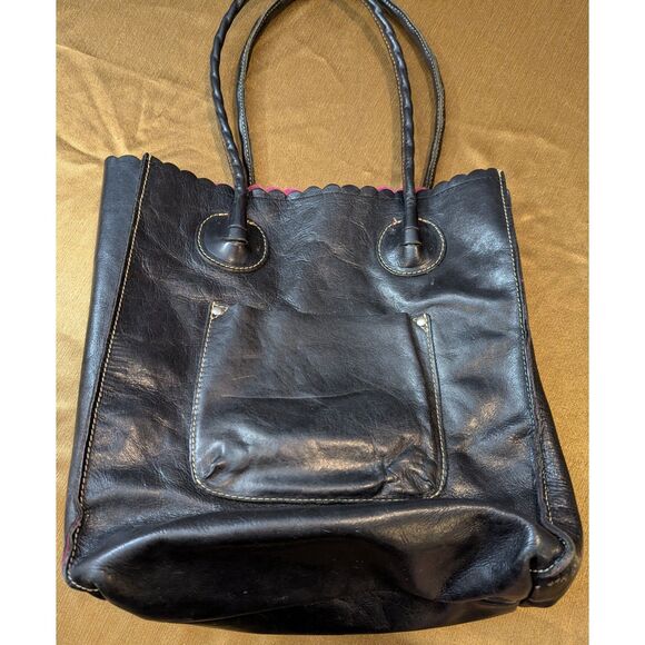 Patricia Nash Italian Leather Cutout Floral Tote Black, Pink + Removable Insert - Picture 2 of 8